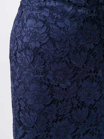 Shop Valentino Floral Lace Pencil Skirt In Pure Blue