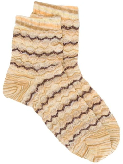 Shop Missoni Short Knitted Socks In Yellow