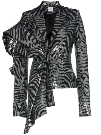 Shop Halpern Silk Zebra-stripe Sequinned Jacket In Black