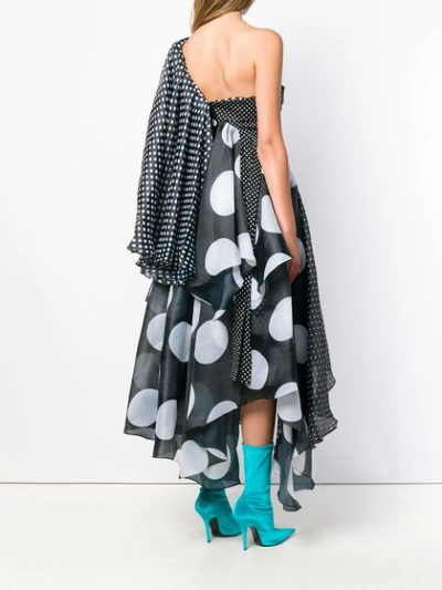Shop Richard Quinn Polka Dot Asymmetric Dress - Black