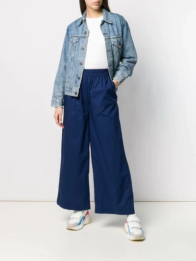Shop Woolrich Wide-leg Trousers In Blue