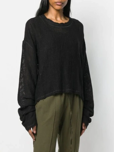 Shop Andrea Ya'aqov Sheer Knit Sweater In Black