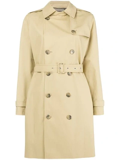 Shop Apc A.p.c. Double-breasted Trench Coat - Neutrals