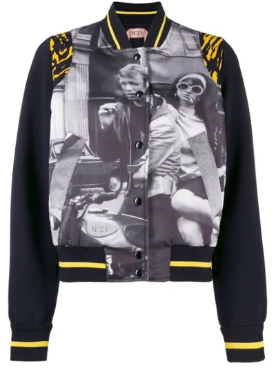 Shop N°21 Printed Bomber Jacket In Black