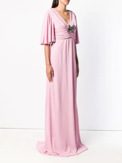 Shop Gucci Bow-detail Flared Maxi Dress In Pink