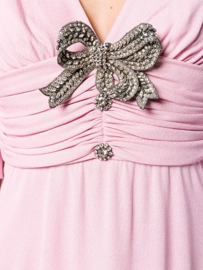 Shop Gucci Bow-detail Flared Maxi Dress In Pink