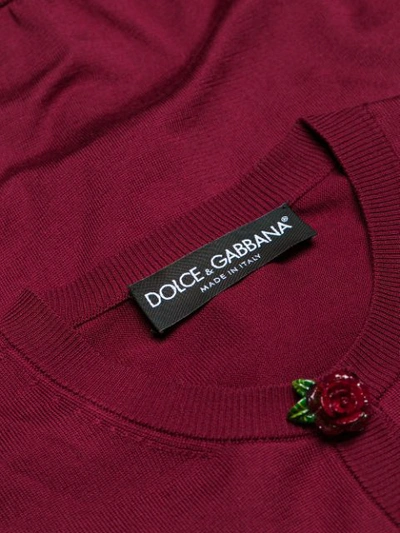 Shop Dolce & Gabbana Rose Button Cardigan - Red