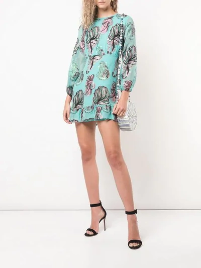 Shop Cynthia Rowley Inverness Teal Fish Bell Sleeve Dress In Green