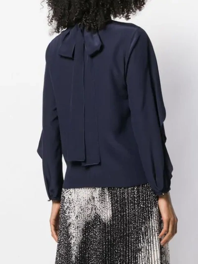 Shop Red Valentino Ruffled Blouse In Blue