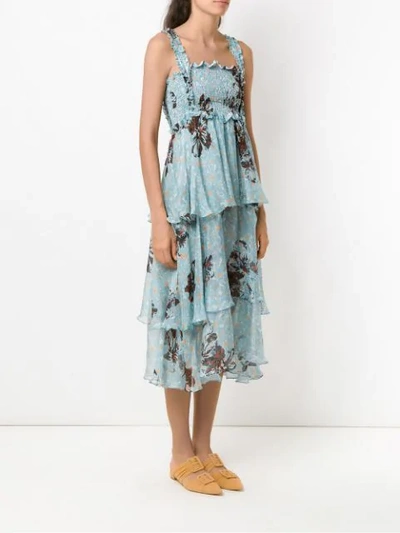 Shop Clube Bossa Midi Silk Dress In Blue