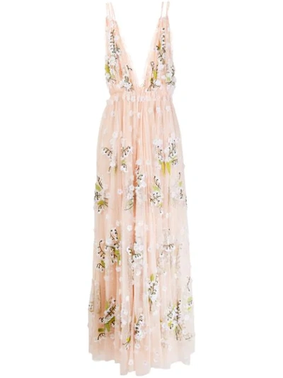 AMEN 花卉缝饰礼服 - 粉色