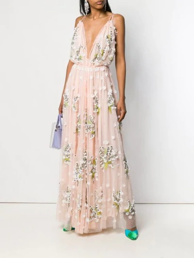 Shop Amen Flower Appliqué Gown - Pink