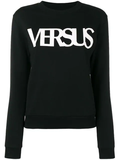 Shop Versus Long-sleeve Logo-print Sweatshirt In Black