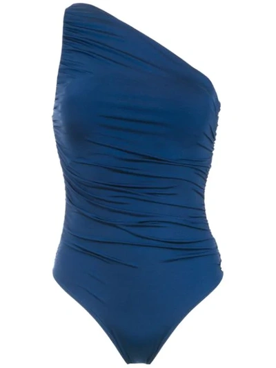 Shop Brigitte One Shoulder Swimsuit In Blue
