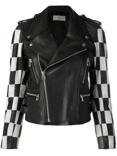 Shop Faith Connexion Checkered Bike Zipped Jacket In Black