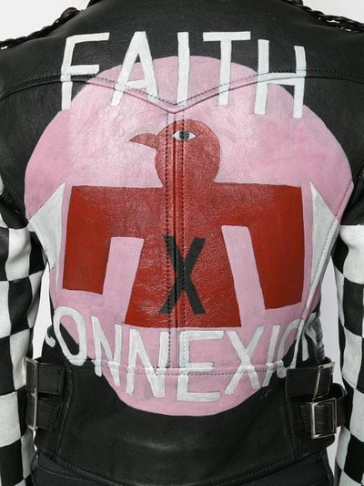 Shop Faith Connexion Checkered Bike Zipped Jacket In Black