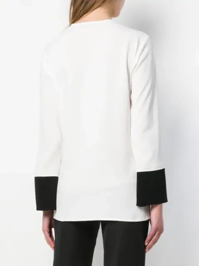 Shop Alberto Biani Contrast Cuffs Blouse In White