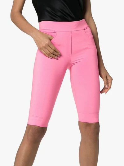 Shop Michael Lo Sordo High-waisted Pocketed Knee-length Shorts In Pink