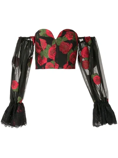 Shop Bambah Roses Off Shoulder Corset In Black