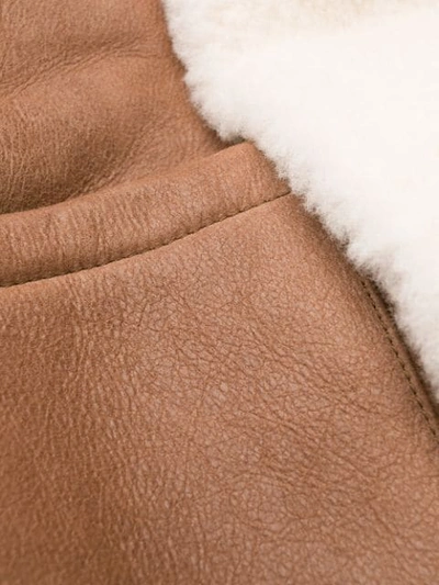 Shop Loewe Belted Shearling Coat In Brown