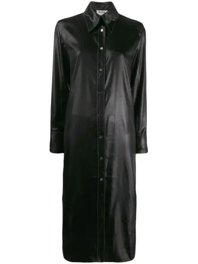 Shop Acne Studios Satin Shirt Dress In Black