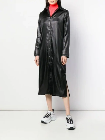 Shop Acne Studios Satin Shirt Dress In Black