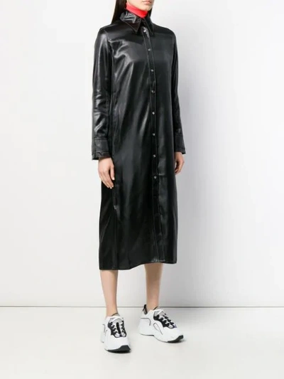 Shop Acne Studios Satin Shirt Dress In Black