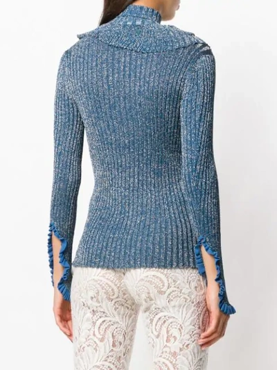 Shop Chloé Lurex Knit Turtleneck Sweater - Blue