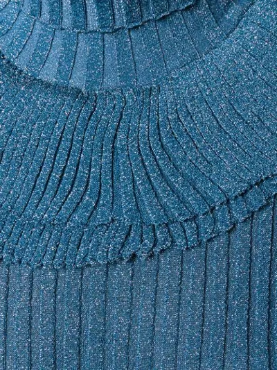 Shop Chloé Lurex Knit Turtleneck Sweater - Blue