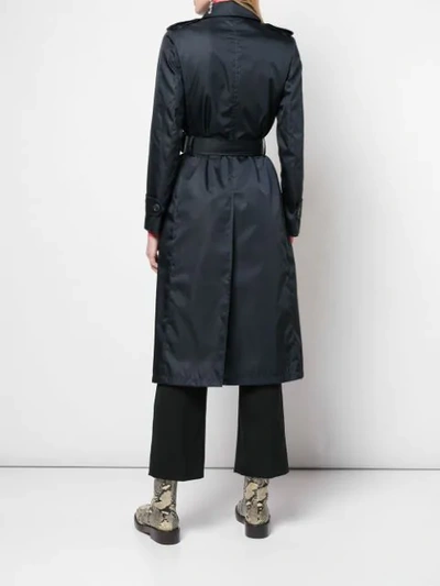 Shop Prada Double Breasted Belted Trench In Black