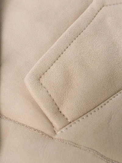 Shop Brunello Cucinelli Hooded Shearling Jacket In Neutrals