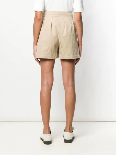 Shop Holland & Holland High-rise Pleated Shorts In Neutrals