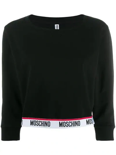 Shop Moschino Logo Trim Sweatshirt - Black