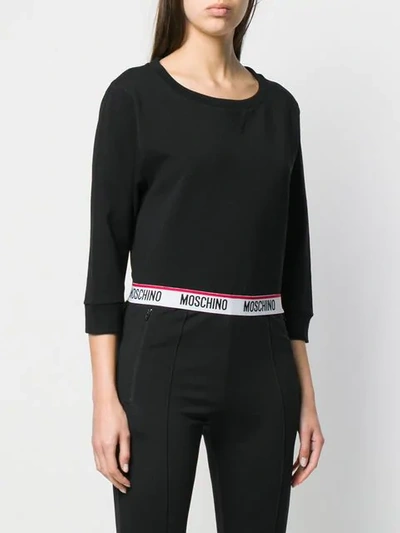 Shop Moschino Logo Trim Sweatshirt - Black