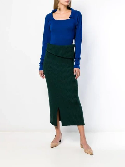 Shop Jacquemus Folded Knit Skirt In Green