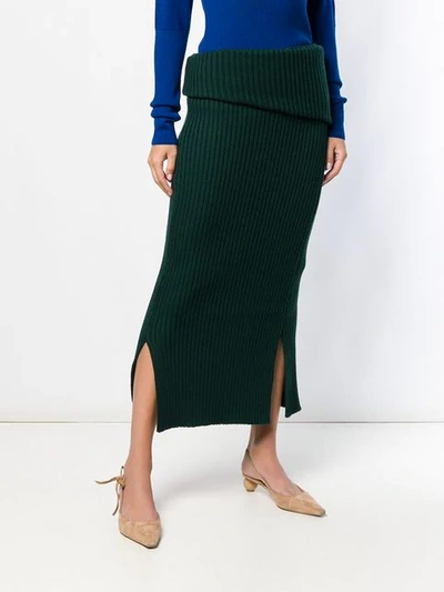 Shop Jacquemus Folded Knit Skirt In Green