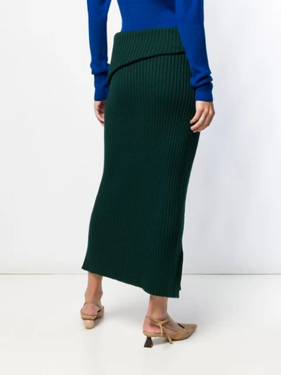 Shop Jacquemus Folded Knit Skirt In Green