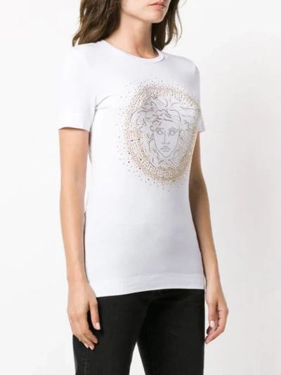 Shop Versace Embellished Medusa T In White