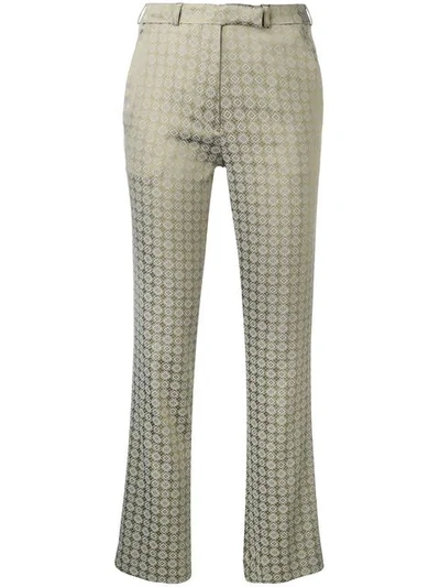 Shop Etro Geometric Pattern Trousers In Green