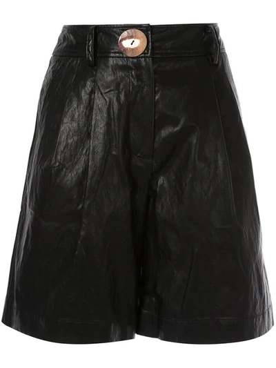 Shop Rejina Pyo Faux-leather Shorts In Black