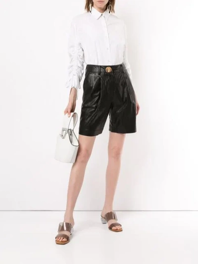 Shop Rejina Pyo Faux-leather Shorts In Black