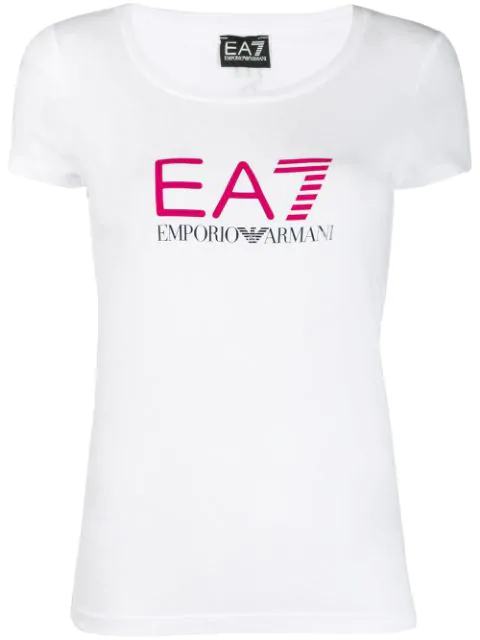 Ea7 Emporio Armani Logo Print T In White | ModeSens