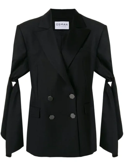 Shop Osman Oversized Tailored Tuxedo Jacket - Black