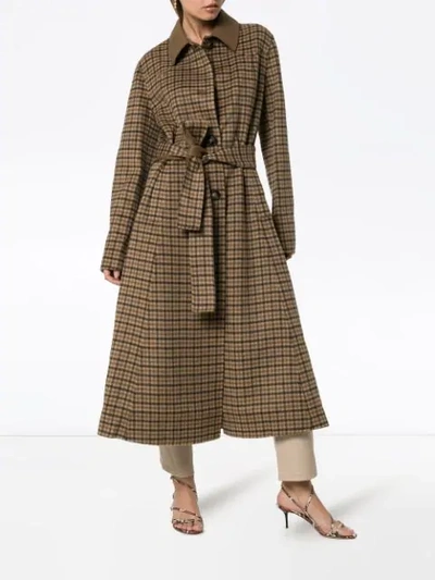Shop Nanushka Sira Checked Robe Coat In Brown