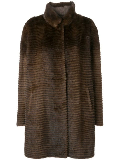 Shop Liska Oversized Single-breasted Coat In Brown