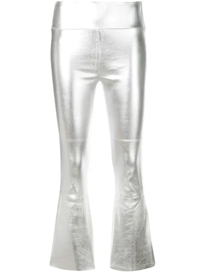 Shop Sprwmn Cropped Fitted Trousers In Silver
