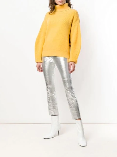 Shop Sprwmn Cropped Fitted Trousers In Silver