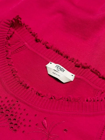 Shop Fendi Eyelet Detail Sweater In Pink