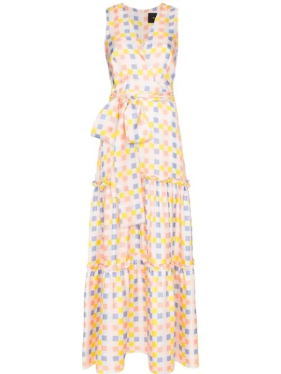 Shop Paper London Check-print Maxi Dress In Multicolour