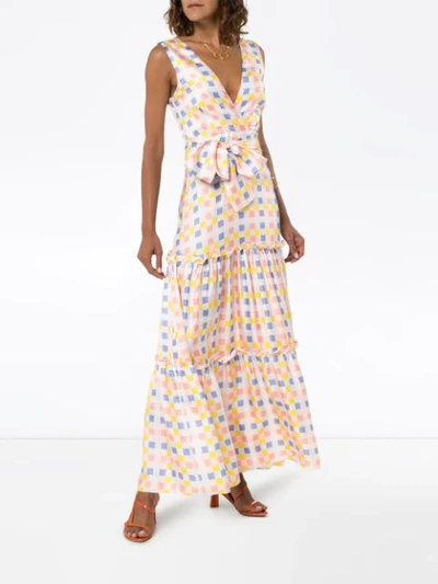 Shop Paper London Check-print Maxi Dress In Multicolour